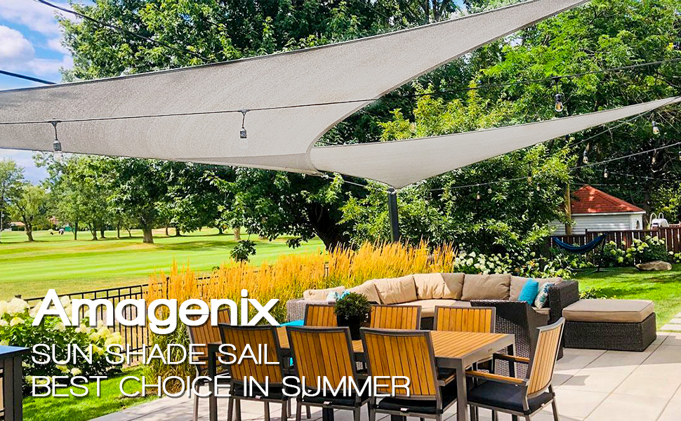 Amagenix Triangle Sun Shade Sail Canopy, 185 GSM Permeable