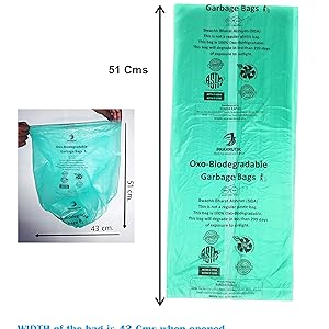 PRAKRUTIK Garbage Bags Biodegradable For Kitchen,Office,Small Size (Green,43cmx51cm,17inchx20inch,180 Bag) Prakrutik garbage bags