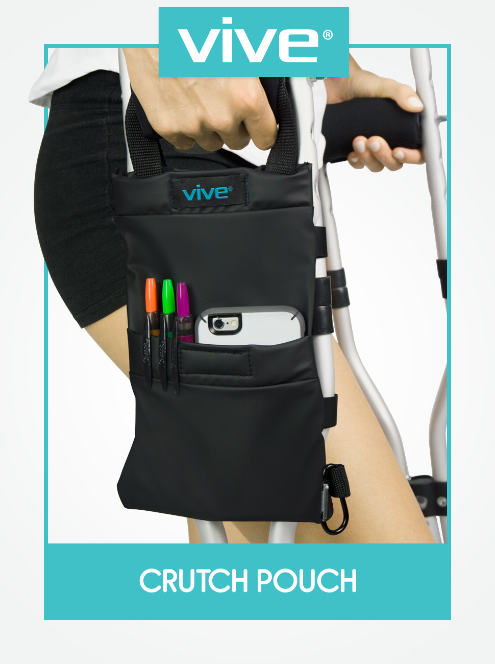 Vive Crutches Accessories Bags Medical Crutch Carryall Pouch Tote