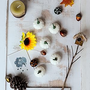 fake white pumpkin artificial fall decor for photo prop halloween table decor