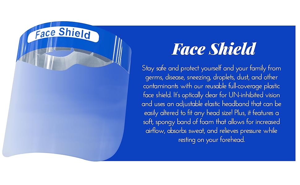 Artnaturals Face Shield Reusable (Pack of 10) Plastic Face Mask Shields