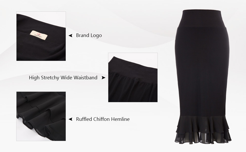 GRACE KARIN Women’s Knee Length Underskirt Ruffled Chiffon Dress Skirt