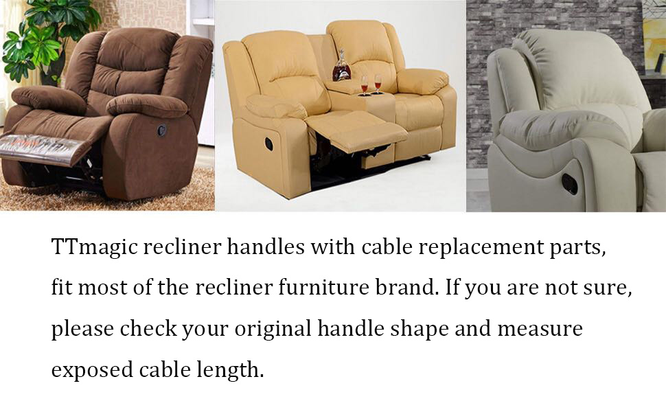 Metal Recliner Handle Replacement Parts with Cable, Universal Sofa