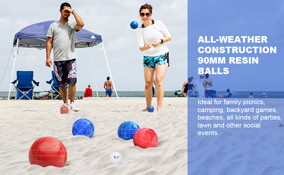 VSSAL Bocce Ball Set 90mm for Backyard Lawn Beach Outdoor