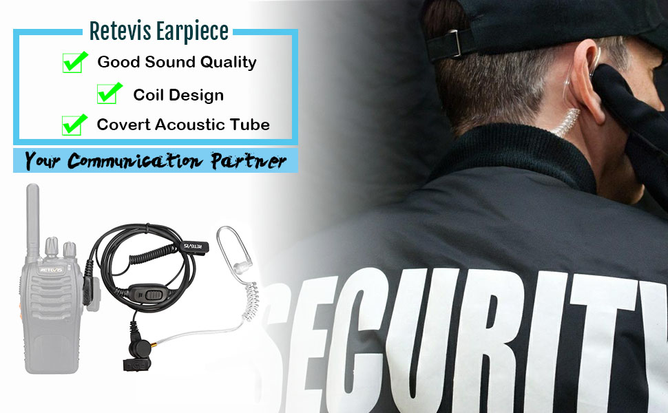 Retevis Acoustic Tube Walkie Talkie Earpiece with Mic, Coil, 2 Pin, for RT22 RT68 RT21 H-777 RT27 RT86 RB26 RB89, Compatible with pxton SAMCOM Kenwood Two-Way Radio, 2 Way Radio Earpiece(2 Pack) 12 Walkie Talkies Earpiece Features