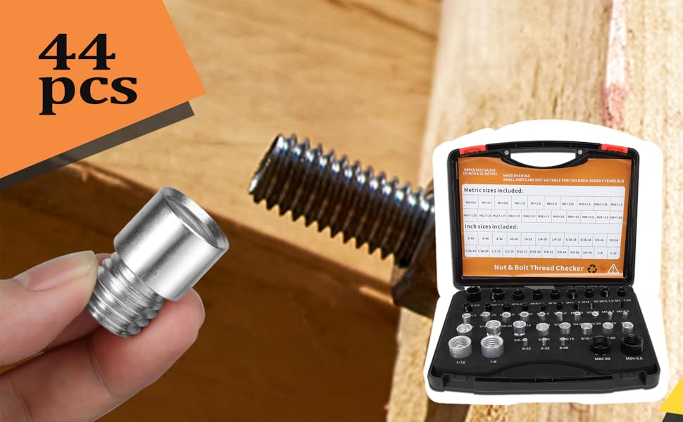 Amazon.co.jp: Nut and Bolt Screw Checker, 44 Pieces Nut and Bolt ...
