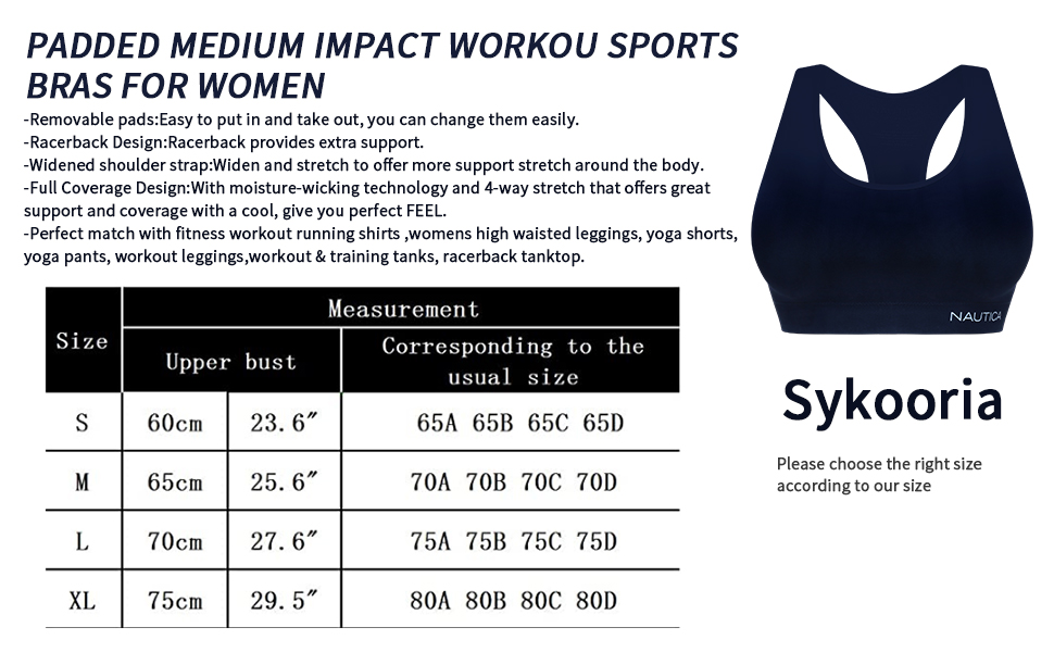 Sykooria Women Racerback Sports Bras Workout Tops Crop Tank Top Padded Medium Impact for Gym Fitness Running 13 932