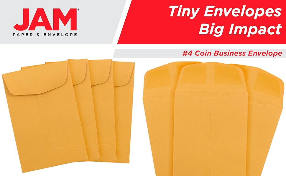 JAM PAPER 4 Coin Business Commercial Envelopes 3 x 4 1/