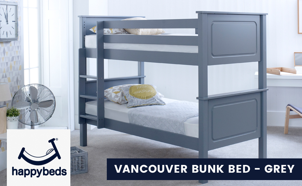 Grey Bunk Bed, Happy Beds Vancouver Pine Wood Traditional Twin Sleeper