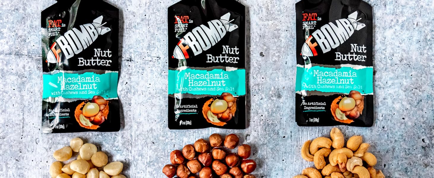 FBOMB Macadamia Nut Butter Packets Keto Fat Bombs Low