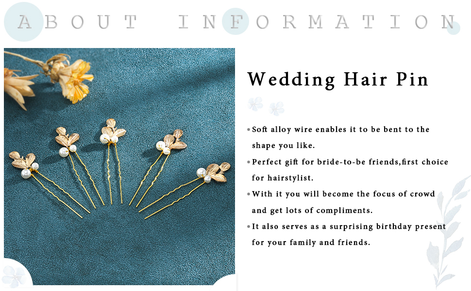 Unicra Wedding Gold Hair Pins Leaf Hair Set Pearl Jewelry Decorative Bridal Pearl Hair Accessories