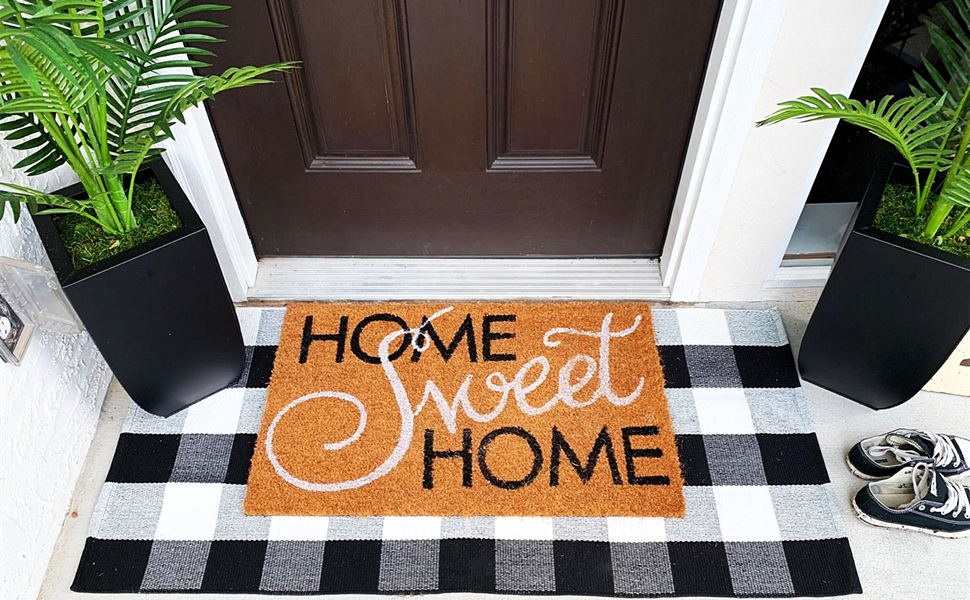 Levinis Black and White Doormat Farmhouse Durable and