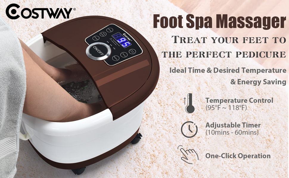 COSTWAY Foot Spa/Bath Massager, with Shiatsu Roller Massage, Heat