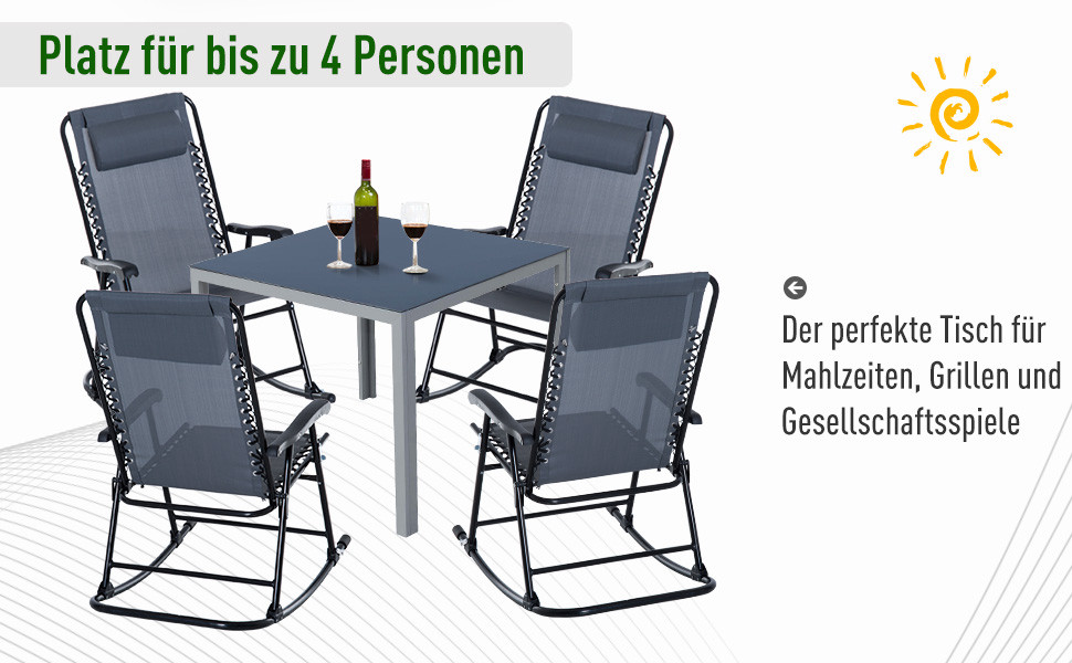 Amazon.de: Outsunny Alu Gartentisch Balkontisch Terrassentisch Esstisch