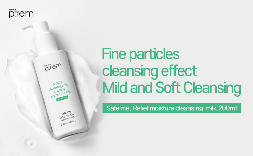 Amazon.com: make prem Safe me Relief Moisture Cleansing Milk, VEGAN,  Clinically proven not to cause irritation, Hypoallergenic Mild Milk Cleanser  with Soybean Protein for All Skin Types, 200ml, 6.76 fl.oz. : Beauty