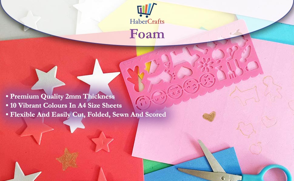 A4 Craft Foam Sheets EVA Foam Sheets Foam Paper Sponge Card for Art & Crafts  DIY Scrapbooking Children Kids 2mm Thick 10 Assorted Colours 