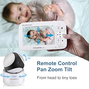 Babysense V65 video Baby Monitor PTZ Pan Tilt zoom