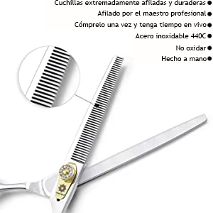 Dream Reach Dog Grooming Scissors - 7" Thinning Scissors, Texturing, Mixing and Layering for Dogs, Cats and Other Pets - Japanese 440C Stainless Steel 13 3