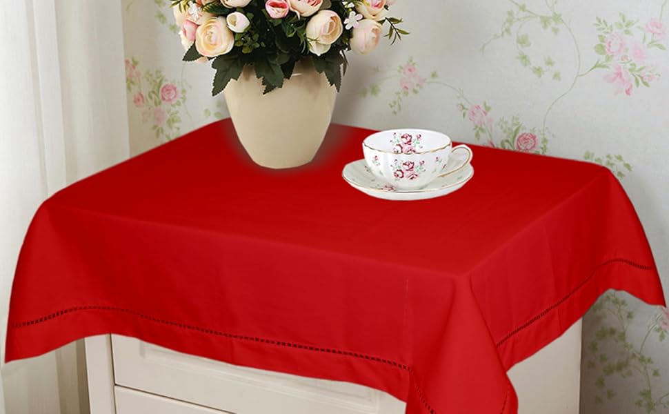 Buy Lushomes Side Table Cover, Red Side Table Cover Linen with Modern