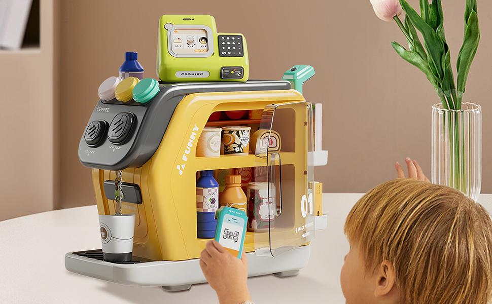 Amazon | ショッピングごっこプレイ​​セット、冷蔵庫コーヒー