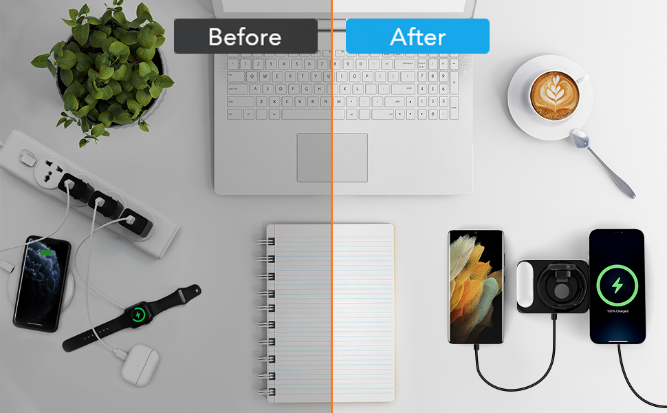 KKM Wireless Charger, 4In1 Detachable Folding Charging