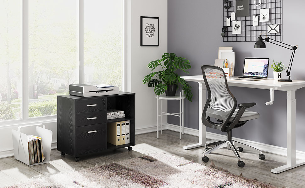 Amazon.com: DEVAISE Archivador de madera de 3 cajones con cerradura