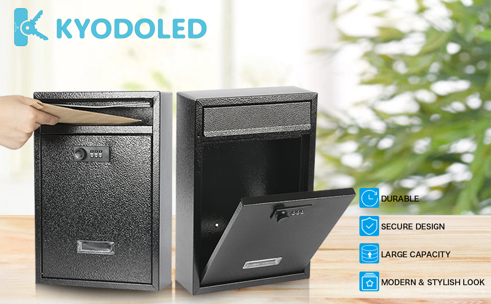 Kyodoled Locking Wall Mount Mailbox, Mail Boxes Outdoor with