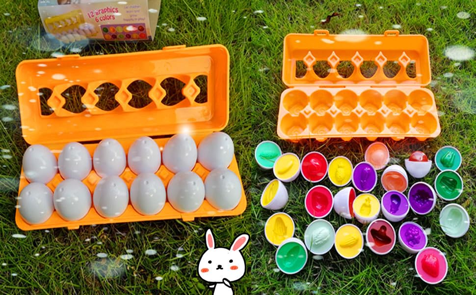 J-hong Matching Eggs - Toddler Toys - Educational Color & Shape Recognition Skills Learning Toy,