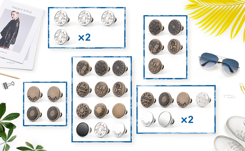 Kaqulec [Upgraded] Jean Button Pins Replacement for Pants