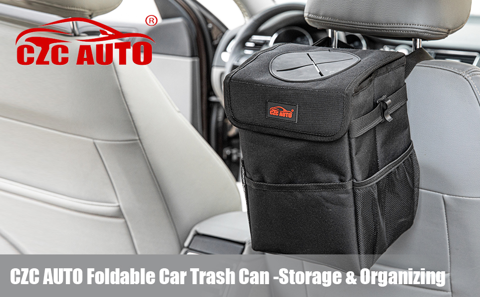 CZC AUTO Car Trash Can/Bin Leakproof Car Garbage Bin with