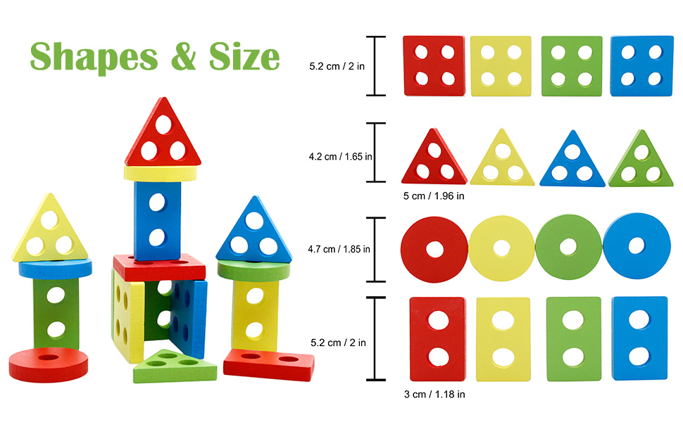 Lewo Educational Toys Wooden Stacking Toy Shape Sorter Sorting Board