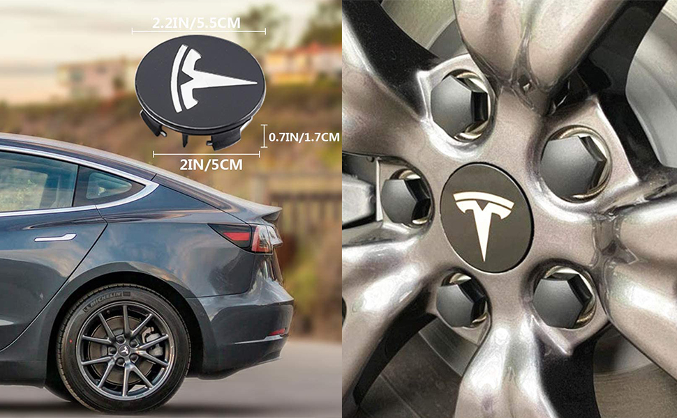 topfit for Tesla Wheel Cap Kit Center Hub Cap Set Wheel Lug Nut Cover