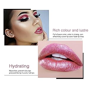 Lip Gloss  Metal Glitter liquid lipstick Shimmer Lip Gloss Waterproof Lip Gloss Moisturizing