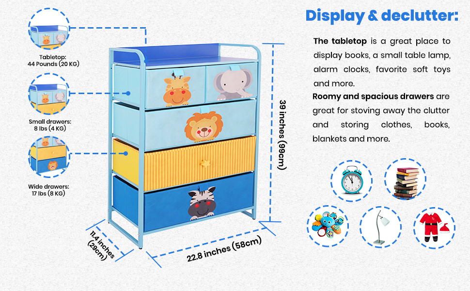 Our spacious and durable dresser allows you to display and declutter