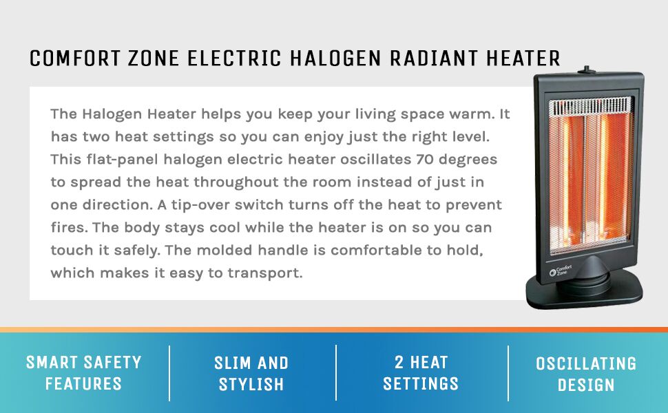 Amazon Com Comfort Zone Czhtv9 Oscillating Electric Halogen