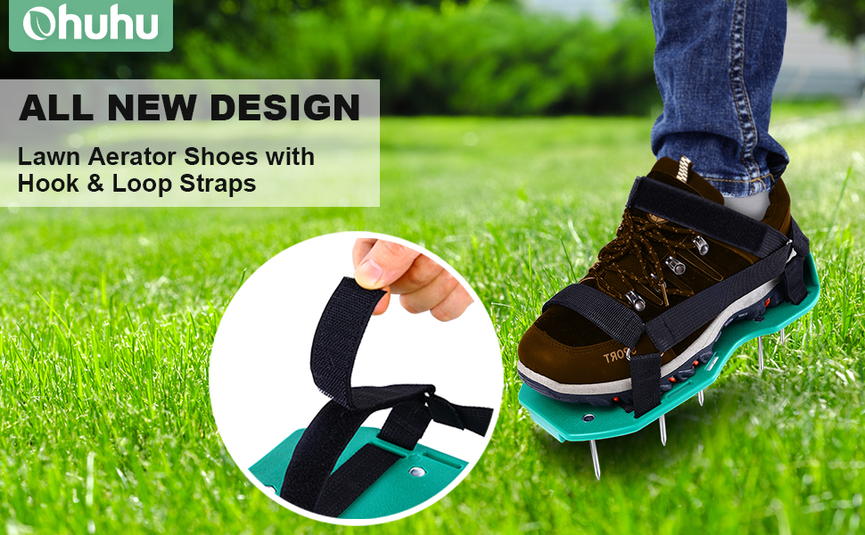 Lawn Aerator Shoes, Ohuhu Garden Grass Aerator Spiked Sandals with Hook