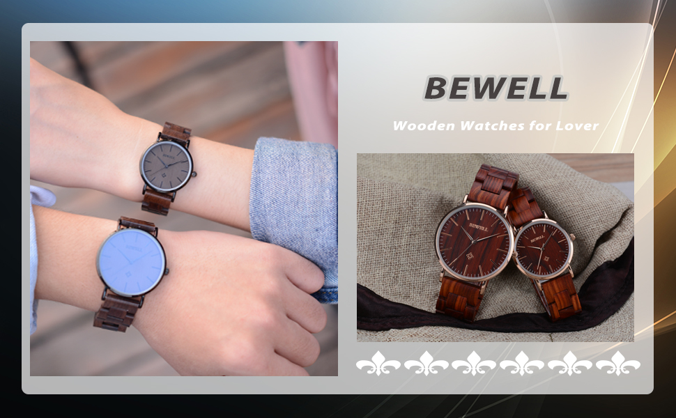 BEWELL Men's Wooden Watches Analogue Japanese Quartz Watch with Wood ...