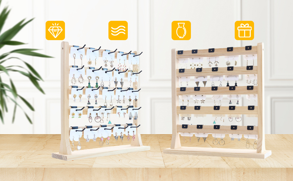 Vaveren Earrings Display Stand Removable Hooks Earrings Organizer