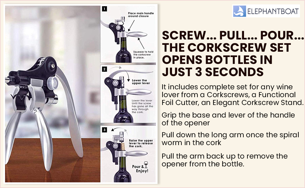 Buy ELEPHANTBOAT® Wine Opener Corkscrew Kit Manual Rabbit Wine Bottle