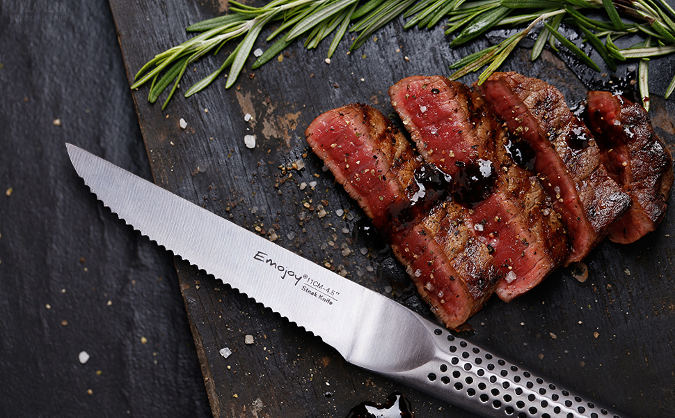 Emojoy Steakmesser Set, 6 teilige Besteckmesser, Edelstahl Steak