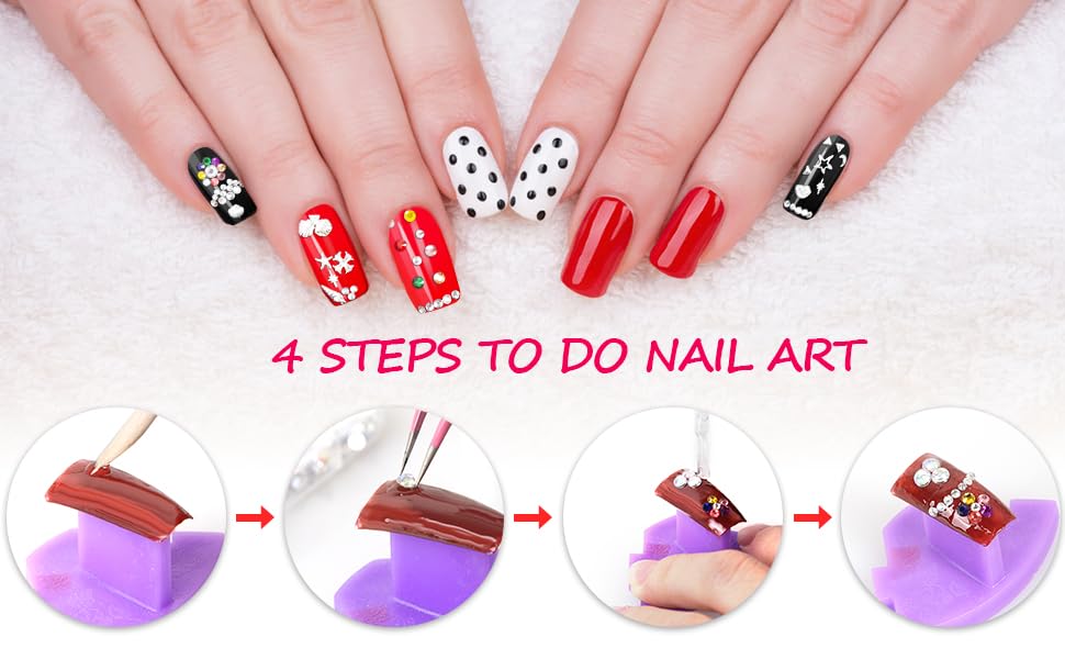 Nail Art Rhinestones and Nail Gems 3 Boxs, Flat Nail Crystals Clear Rhinestones Mix Sizes 