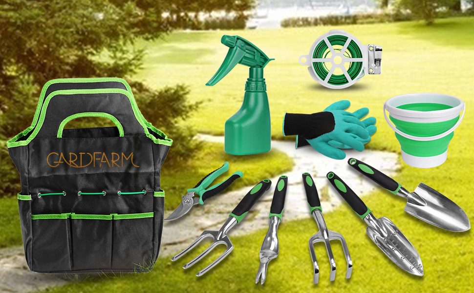 GARDFARM Garden Tool Set,11 Pieces Stainless Steel Hand Tool Kit Garden