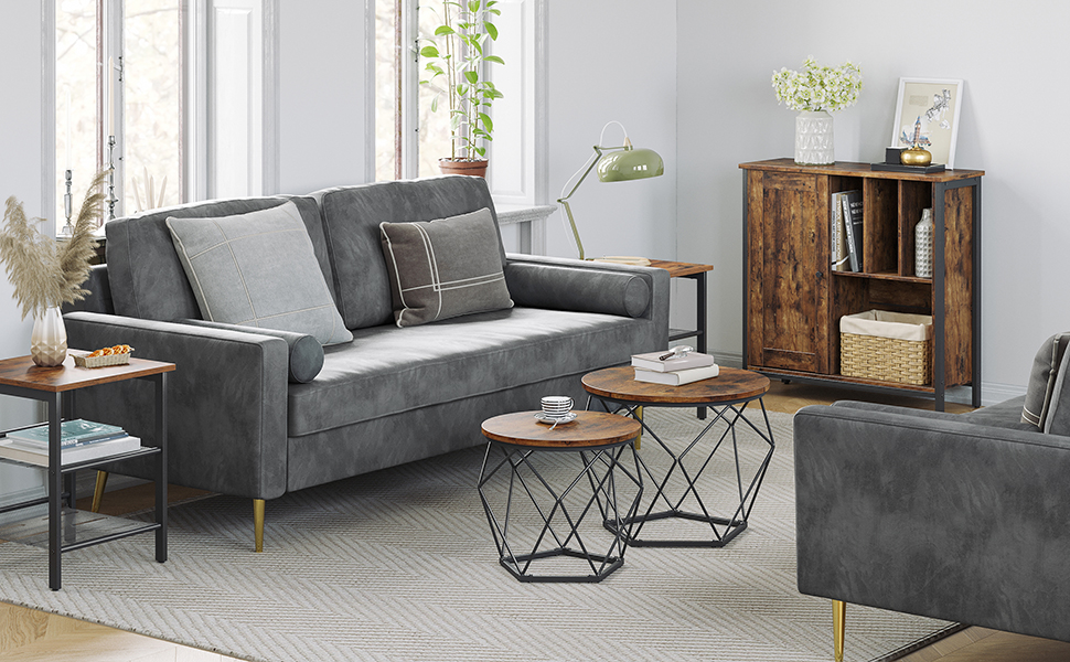 VASAGLE Tavolini Da Caffè, Set Di 2 Tavolini, Struttura In Acciaio Robusto, Per Soggiorno, Camera Da Letto, Marrone Vintage E Nero Da SONGMICS 10 1