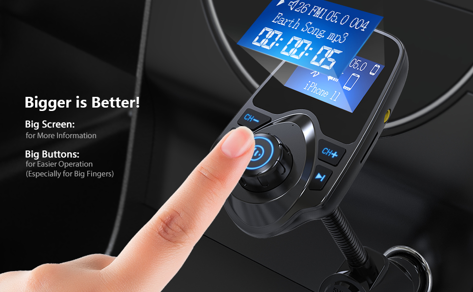 Nulaxy Bluetooth Car FM Transmitter Audio Adapter Receiver Wireless