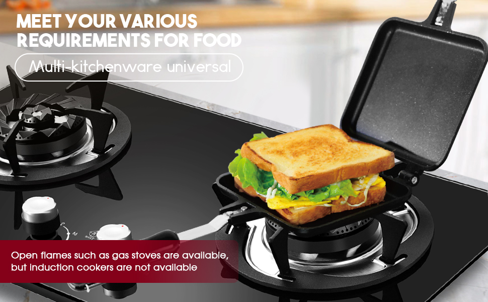 LQKYWNA Toasted Sandwish Maker, Double Sided Frying Pan, NonStick