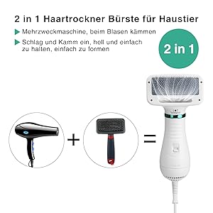 ownpets hundefön, pet dryer hundefön 2 in 1 Haartrockner Bürste für kleine Hunde/Haustier/Pet