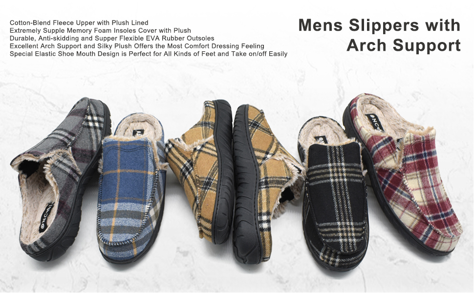 ONCAI Mens Slippers,Warm Soft Cotton Blend Orthotic