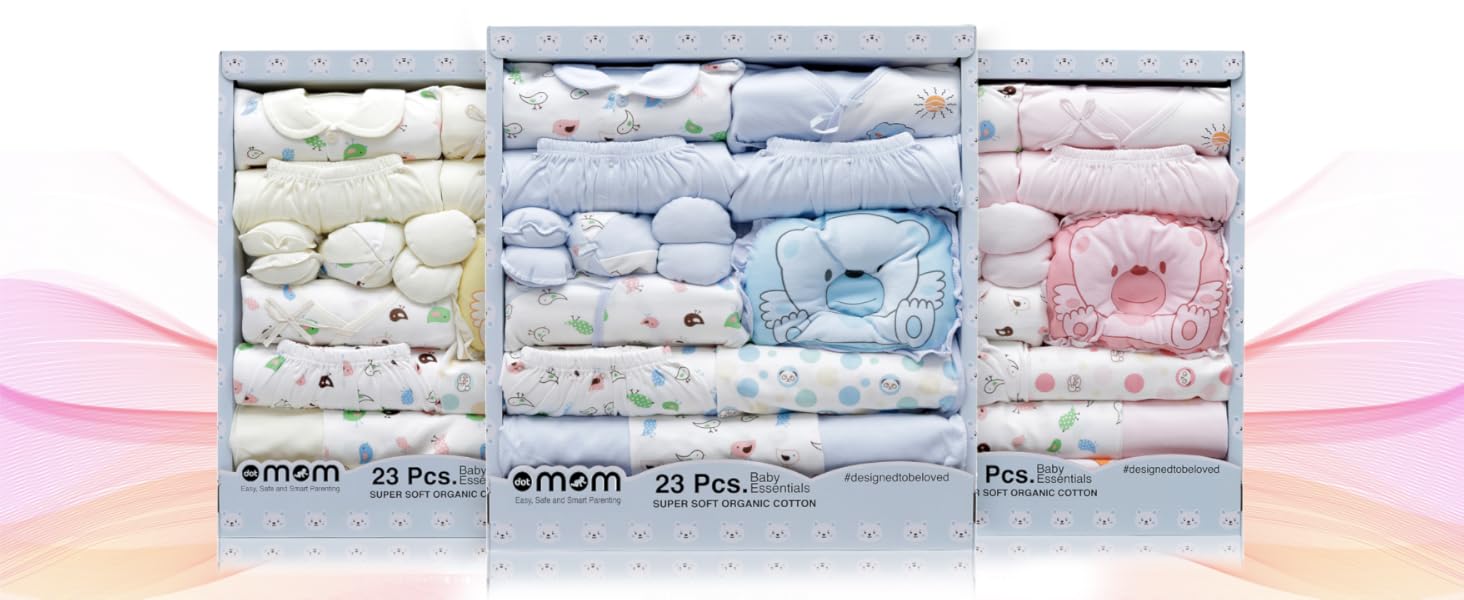 Dotmom baby clothes gift set for newborn baby boy girl clothes pack of 23 pieces for baby shower