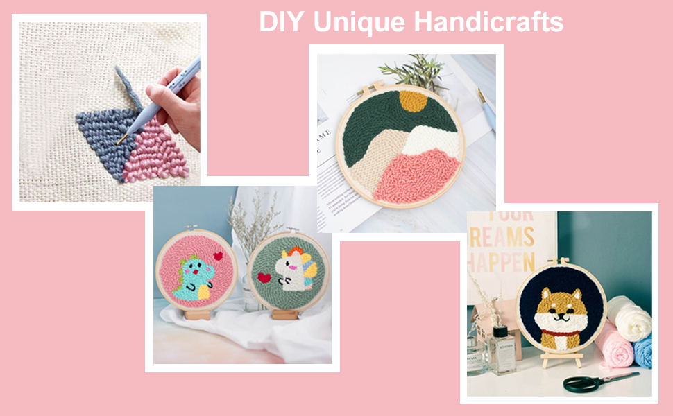 Punch Needle Kit Embroidery Needle Punch Kit Adjustable Rug Yarn Punch