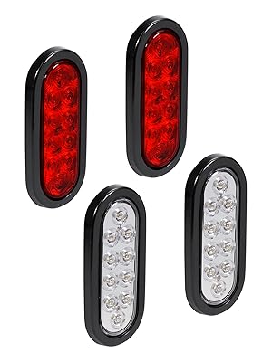 4pc 6" 10-LED Oval Tail Light Combo Kit
